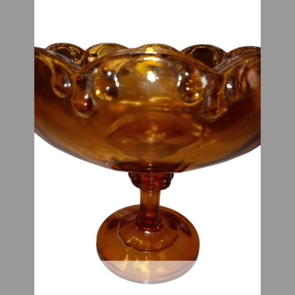 Vintage Amber Indiana Glass Tear Drop Pedestal  Bowl - Picture 4 of 6